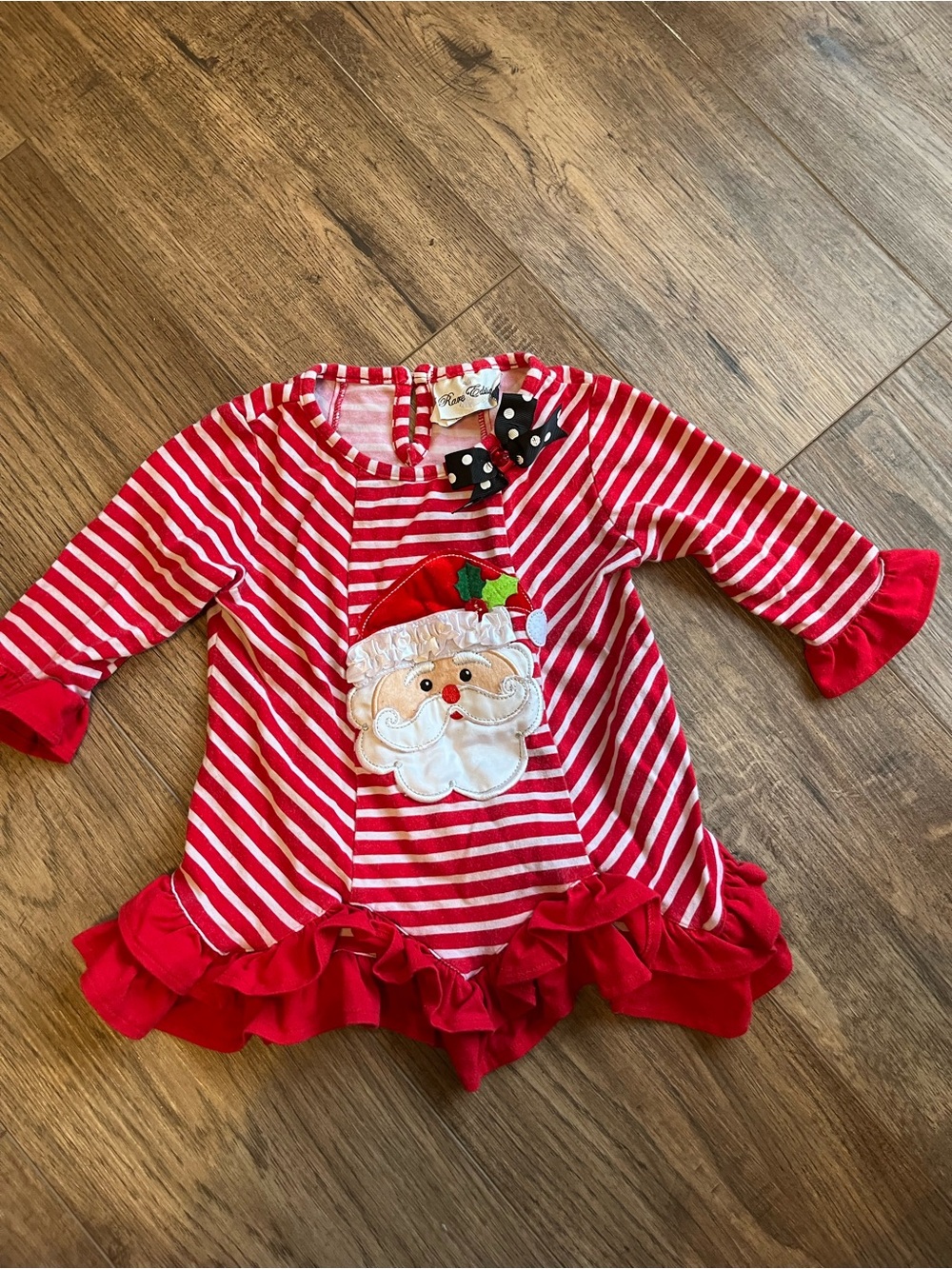 Red & White Striped Girls' Santa Christmas Dress/Tunic Too